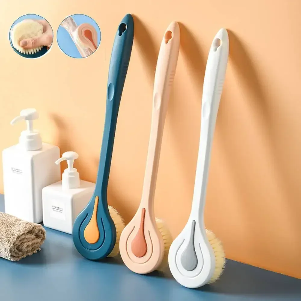 Cepillo de pelo suave con mango largo para la espalda, cepillo de baño para la ducha, cepillo de bola para el cuerpo, depurador de barro para la espalda, cepillo de masaje para la ducha, suministros de baño