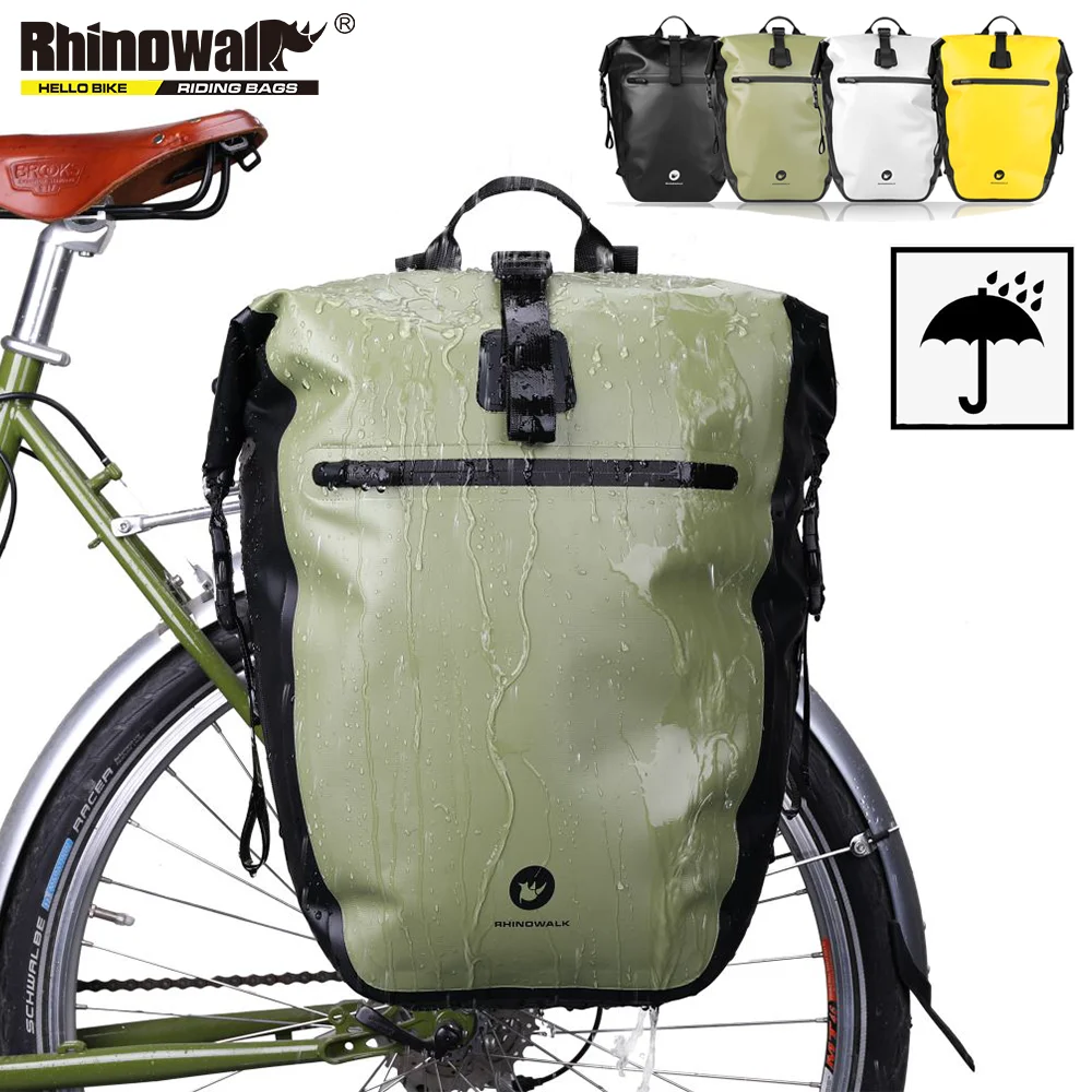 Rhinowalk Bike Bag 27-30L Waterproof Bicycle Pannier Bag Rear Rack Cycling Backpack Travel Tail Seat Trunk Bag Luggage Carrier