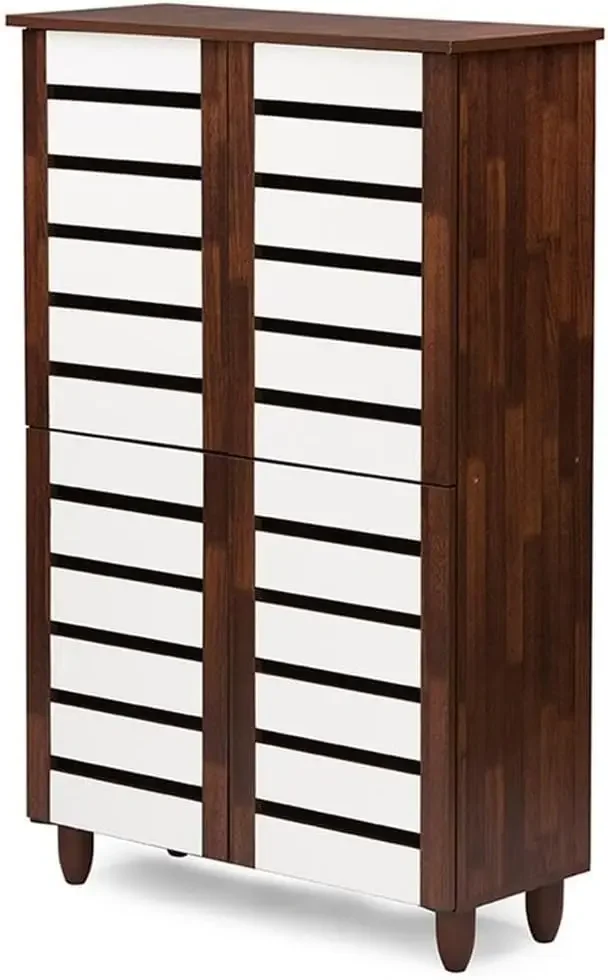 Baxton Studio Venta al por mayor Interiors Gisela Zapatero de 2 tonos de roble y blanco con 4 puertas