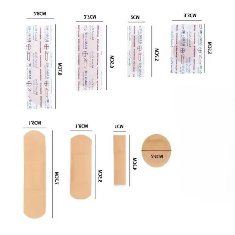 100Pcs/Set Breathable Band Aid for Emergency First Aid Plasters Waterproof Adhesive Badnages Round Strip Shape Dressing Patch