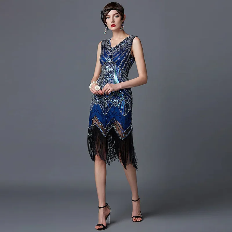 

Vintage 1920s Flapper Dress Great Gatsby Dress Party Evening Sequins Fringed Dresses Gown 20s Dress 4XL