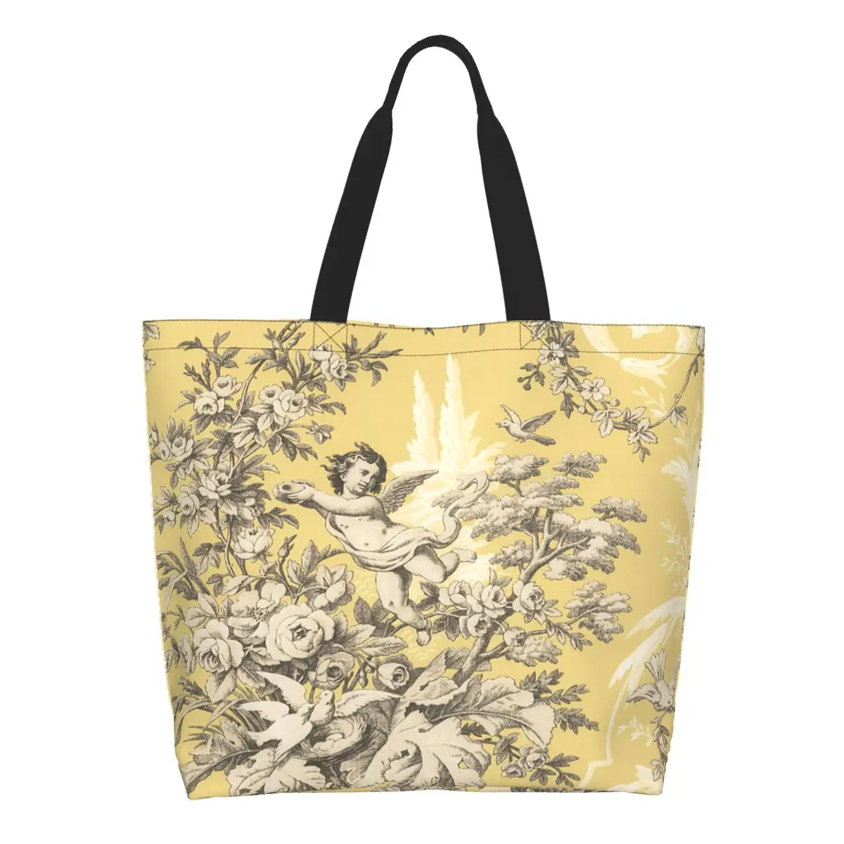 

Пользовательские французские сумки-тоут Toile De Jouy, многоразовые антикварные традиционные французские художественные продуктовые холщовые сумки-шоппер на плечо