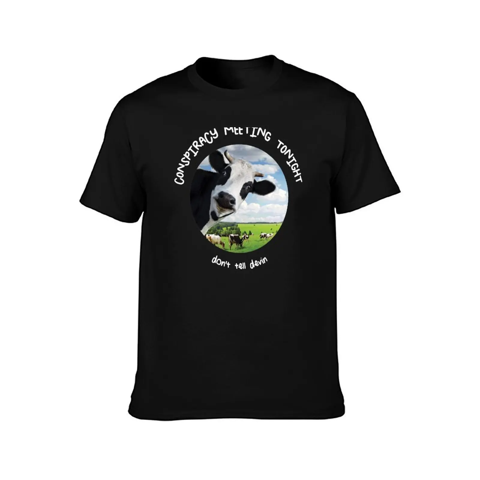 Devin Nunes’ Cow’s Conspiracy Meeting T-Shirt, Summer Casual Cotton Tee, Oversized Streetwear Tops, Vintage Graphic Print