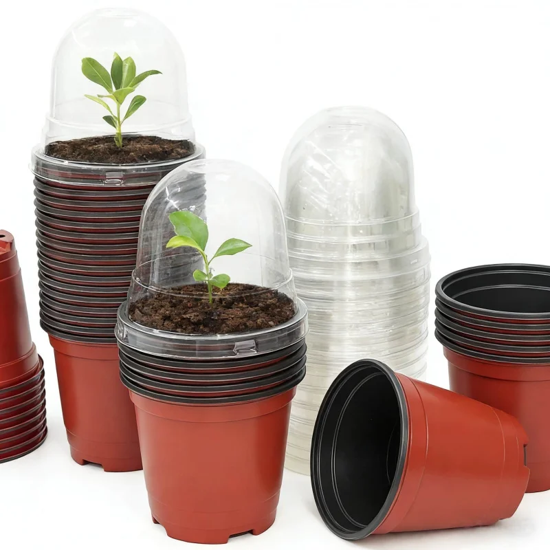 Breathable round Plant Nursery Pot with Reusable Moisturizing Transparent Lid Seedling Tray Personal 20-40cm Planting Tool