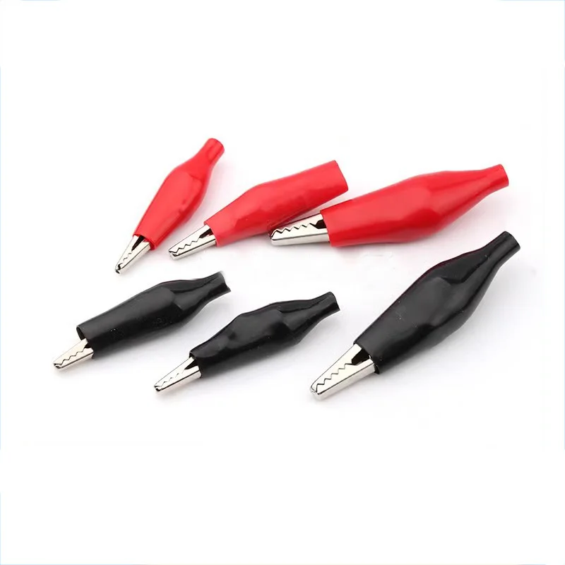 Crocodile  clip Test battery power clip with jacket Red/Black large 45mm/ medium 35mm/ small 28mm