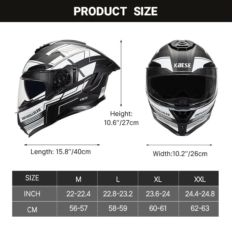 Dual Lens Flip Up Capacete para Homens, Aprovado DOT, Capacetes de Motocicleta Integral, Viseiras Duplas, Modular de Motocross