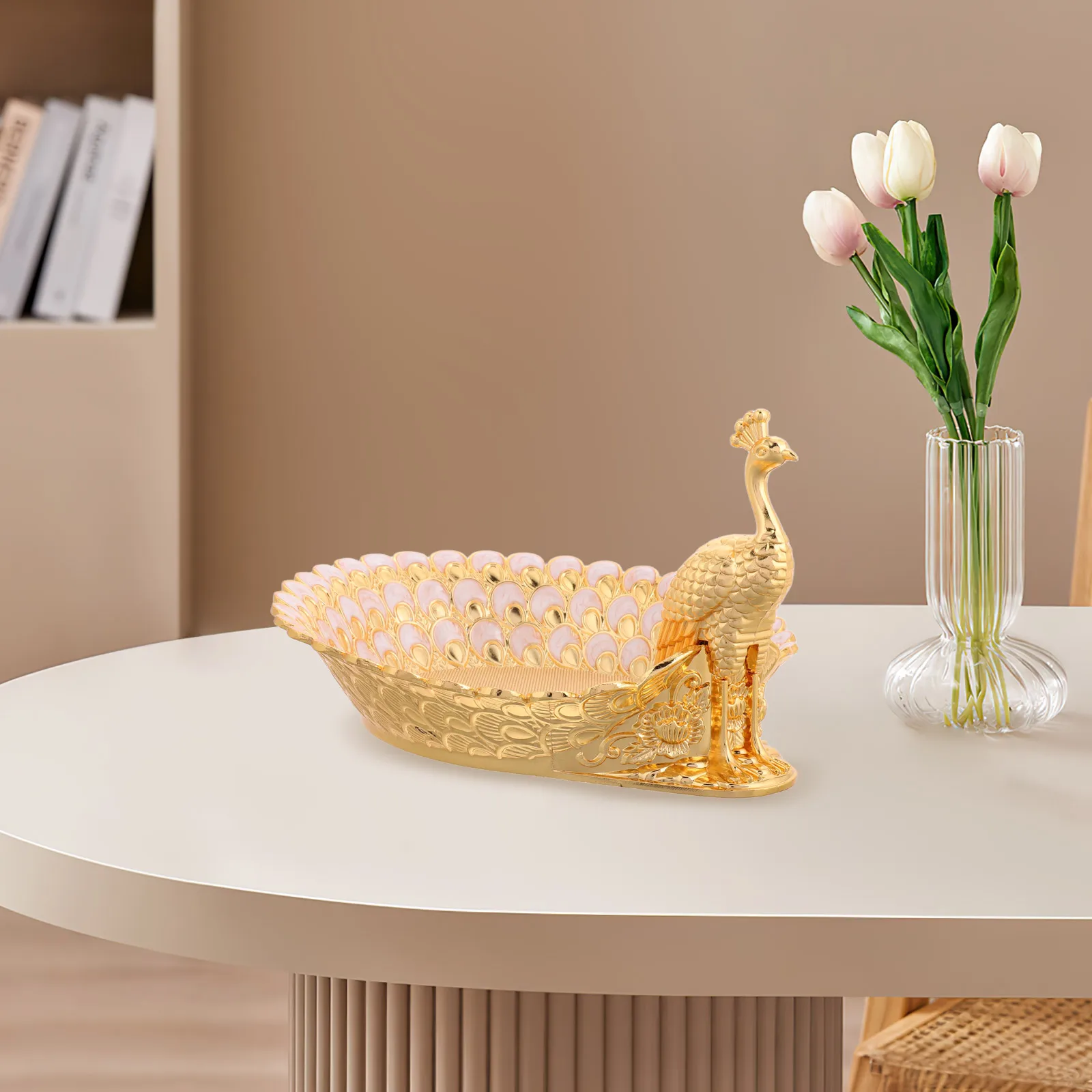 

Fruit Dish Large Capacity Metal Tray Snack Serve Platter Room Fruit Plate Nut Jewelry Trays Storage Kitchen Bar
