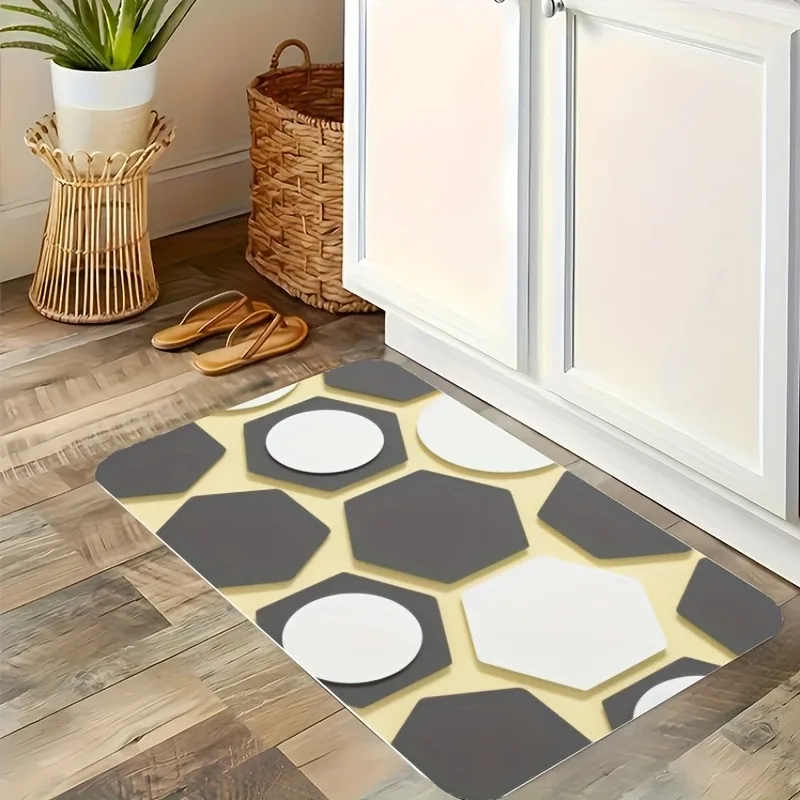 

1PC Geometry Pattern Kitchen Rug Non-Slip Door Mat Pop design Bathroom Rug Bath Mat Carpet for Home Sink Laundry Decoreeree