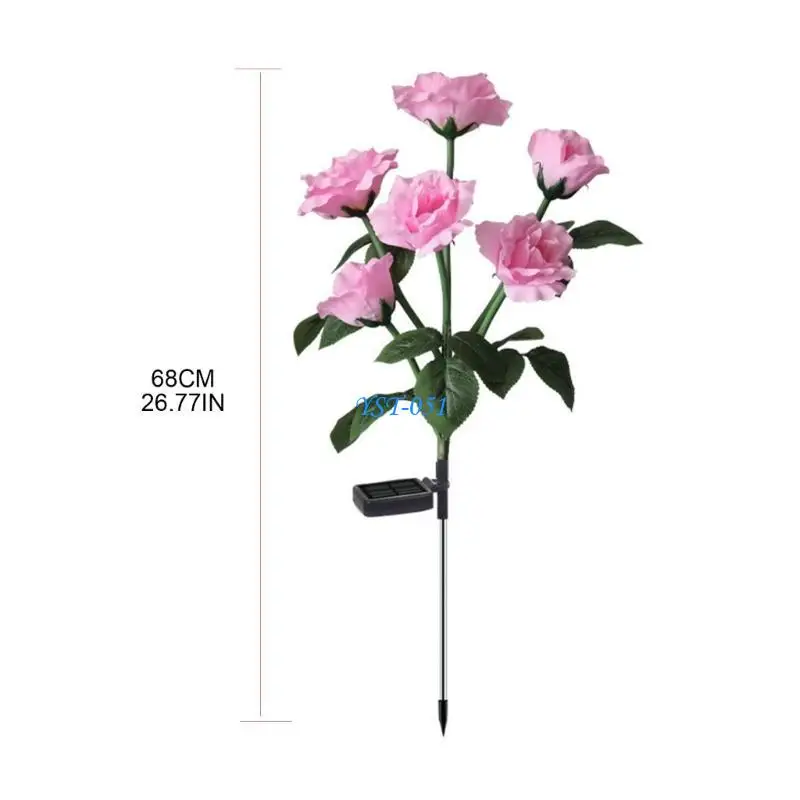 E15A أضواء حديقة الطاقة الشمسية في الهواء الطلق ديكور أضواء زهرة الورد الشمسية أضواء المناظر الطبيعية