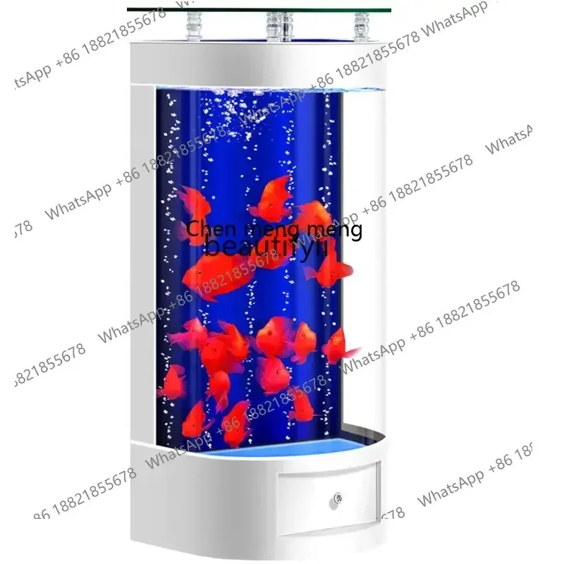 

R cc182l Новый полукруглый экологичный аквариум для дома с циркуляционным фильтром для небольшой гостиной