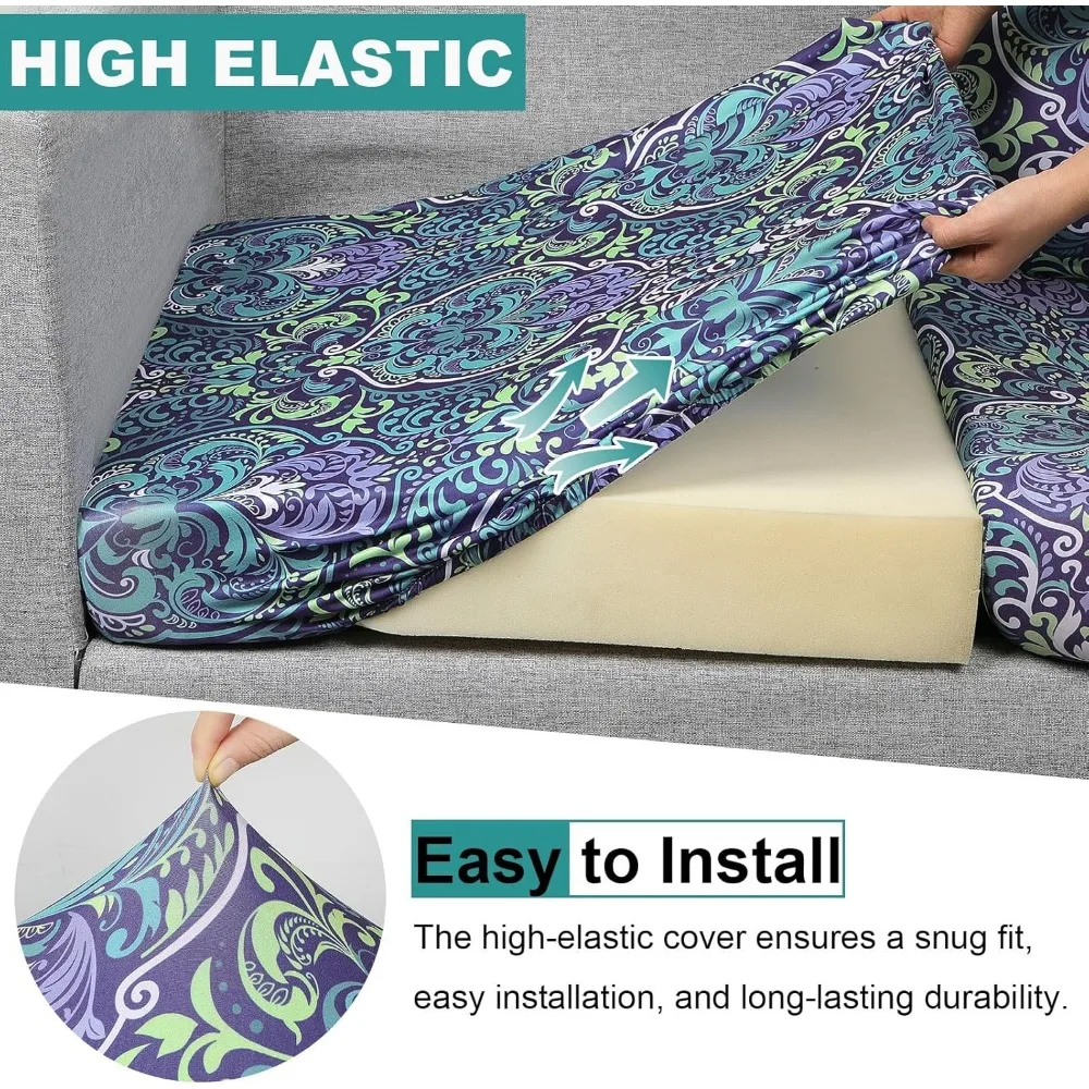 8 قطع من أغطية وسائد الفناء المطاطية للأريكة الخارجية، أغطية بديلة قابلة للغسل مع قاعدة مرنة #2