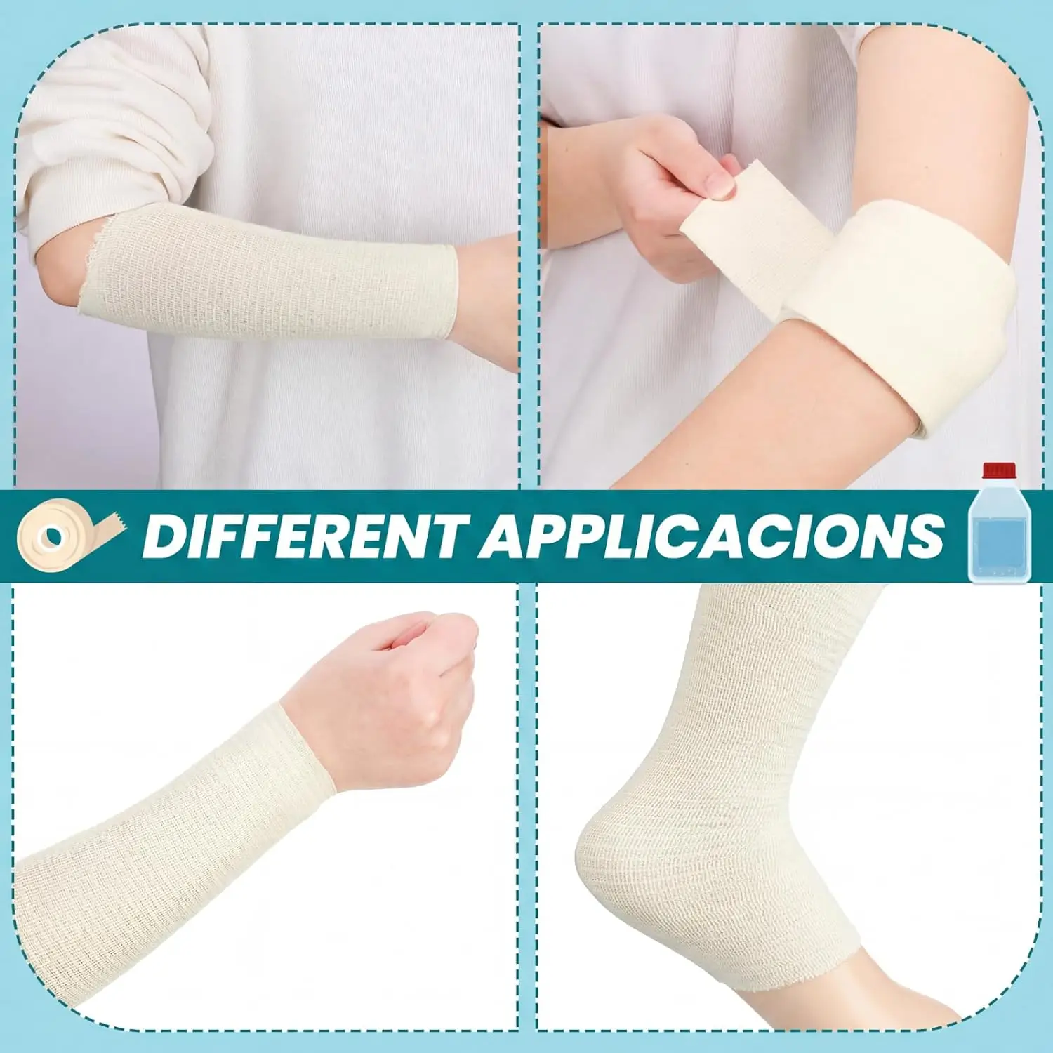 Cotton Elastic Tubular Bandage Breathable Compression Support Roll For Wrist Forearm Ankle Knee Joint Protection