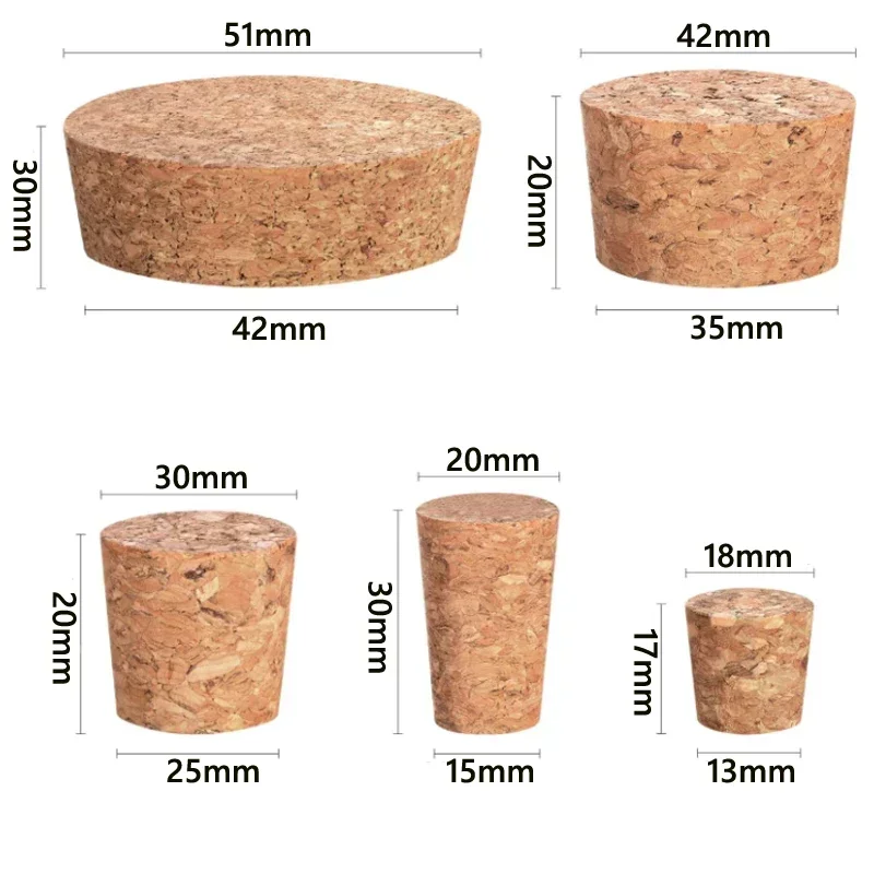5/10 قطعة الفلين الخشب الناعم مدبب الفلين المقابس النبيذ مثبت زجاجي مانعة للتسرب زجاجة النبيذ الفلين النبيذ الفلين سدادات الحرف اليدوية الفلين