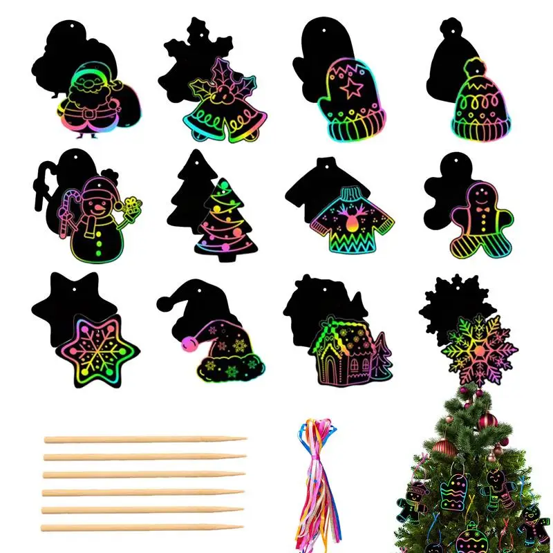 Christmas Scratch Crafts Christmas Scratch Paper Ornaments Christmas Paper Art Craft Scratch Paper Cards For Kids Christmas