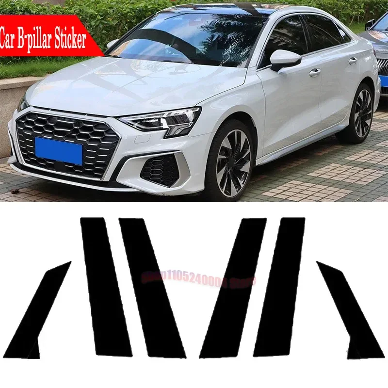 

Complete 6Pcs B C Pillar Posts Trims Decorative Stickers For Audi A3 Sedan 2021-2024 Car Door Window Column Auto Exterior Parts