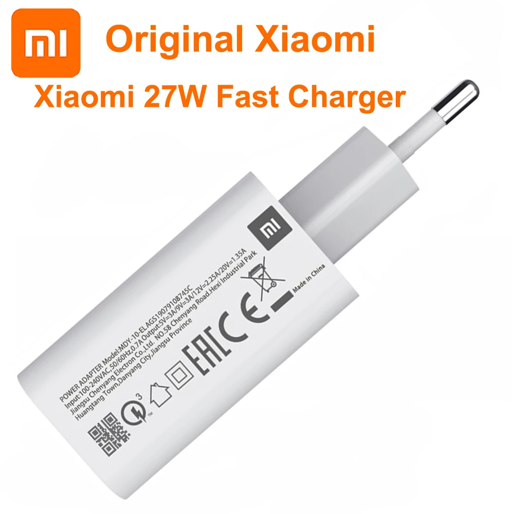 Original Xiaomi Fast Charger 27W EU QC4.0 Quick Charge Type C Cable for Mi 11 10 9 Note10 Lite Poco F2 X3 Redmi Note 9 S K40 Pro