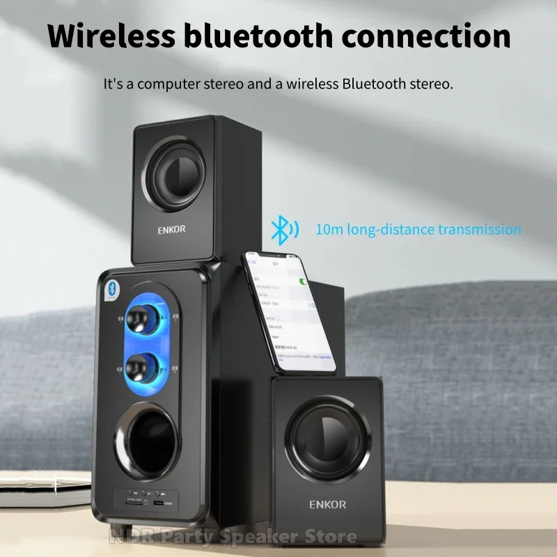 ENKOR E50B 2.1 Channel Computer Audio Home Theater Bluetooth Speakers Desktop Game Audio Desktop Notebook Audio Black Hi-Fi