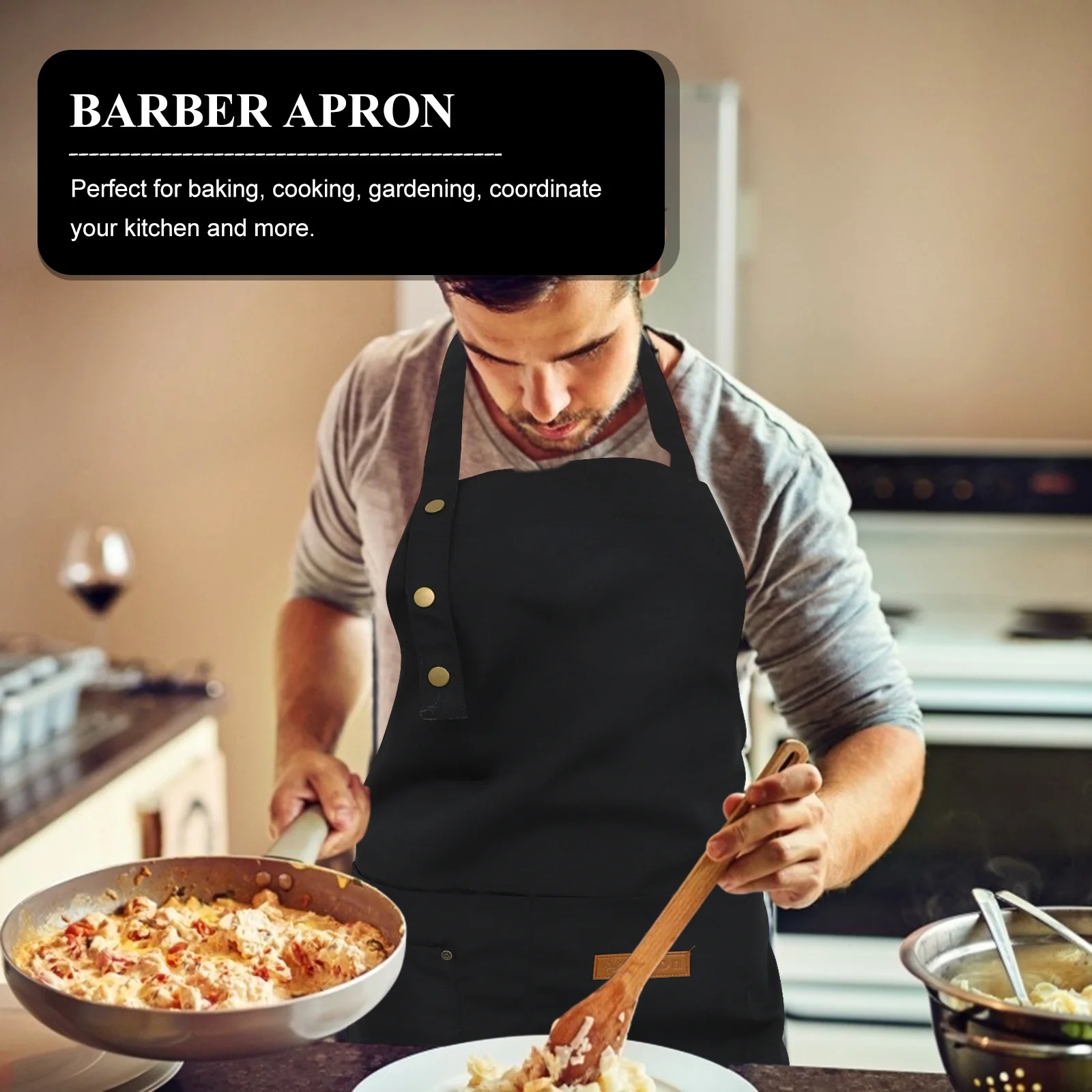 

Hairdressing Apron Adjustable Fit Work Apron with Multiple Pockets Barber Stylist Kitchen Cooking Bbq Oil Resistant
