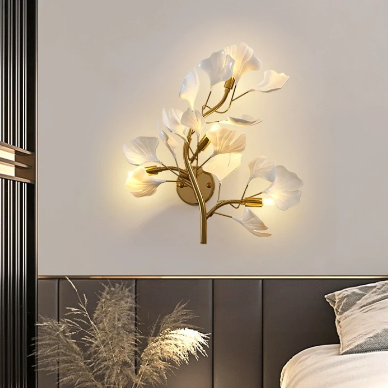 French Designer Style Iron Wall Lamps for Bedroom Corridor Ambiance Ultra-Thin Ornaments Metallic Luster LED Lighting Fixtures
