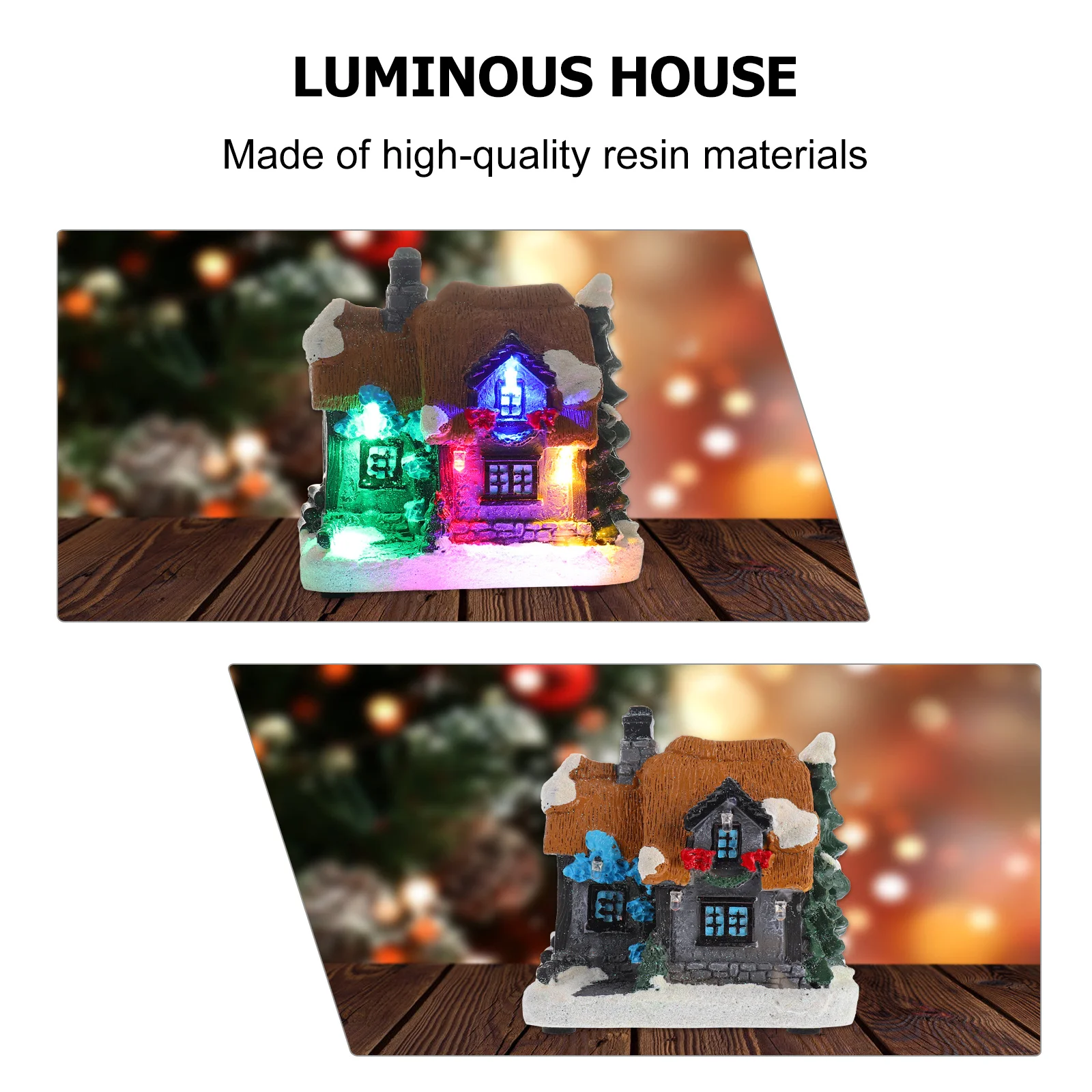 

Resin Decorations Mini Christmas Ornaments Vintage Table Miniature Winter Village Houses Chalet for Small Chalets
