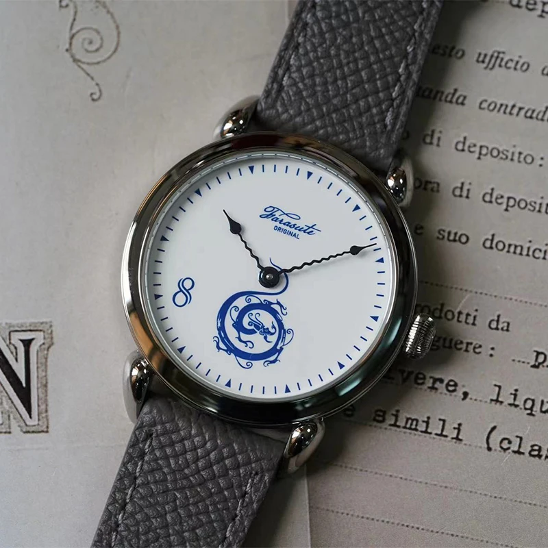 FARASUTE 男性自動腕時計 40 ミリメートル機械式腕時計サファイアミラーエナメルホワイトドラゴンダイヤル Hangzhou5000 ミニローター