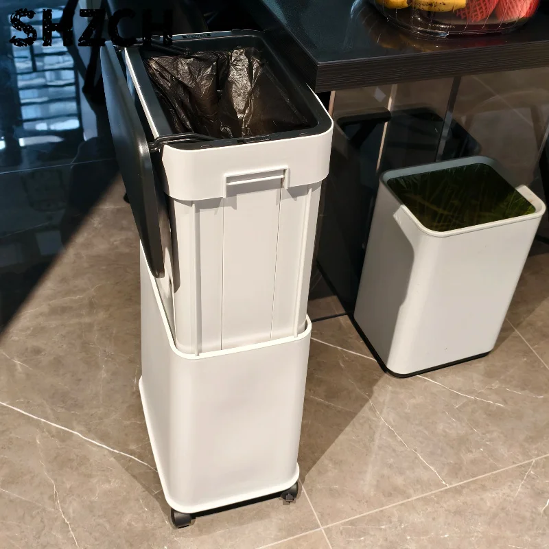 Adjustable Adjustable Height Trash Can for Kitchen Large Garbage Bin with Wheels Liftable Waste Container with Flip Lid Rolling Dustbins - Aliexpress Deal