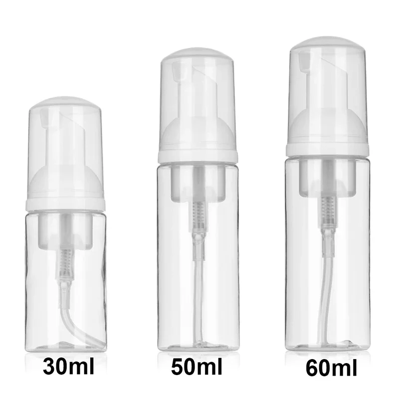 2 Peças Frasco de Plástico com Bomba de Espuma 30ml 50ml 60ml 100ml Vazio para Cosméticos Faciais, Cílios, Limpador e Dispensador de Sabonete