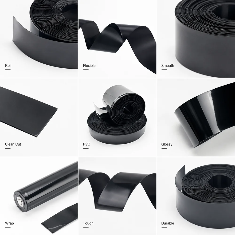 Black PVC Heat Shrink Tube Width 30~300mm Wear resistant/pressure resistant/sealed anti leakage sleeve