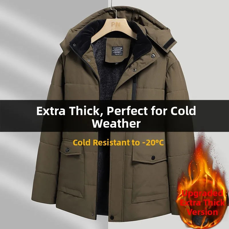 

Новая мужская зимняя утепленная хлопковая куртка-пальто для среднего возраста, повседневная, ветрозащитная, универсальная, длинная, на каждый день