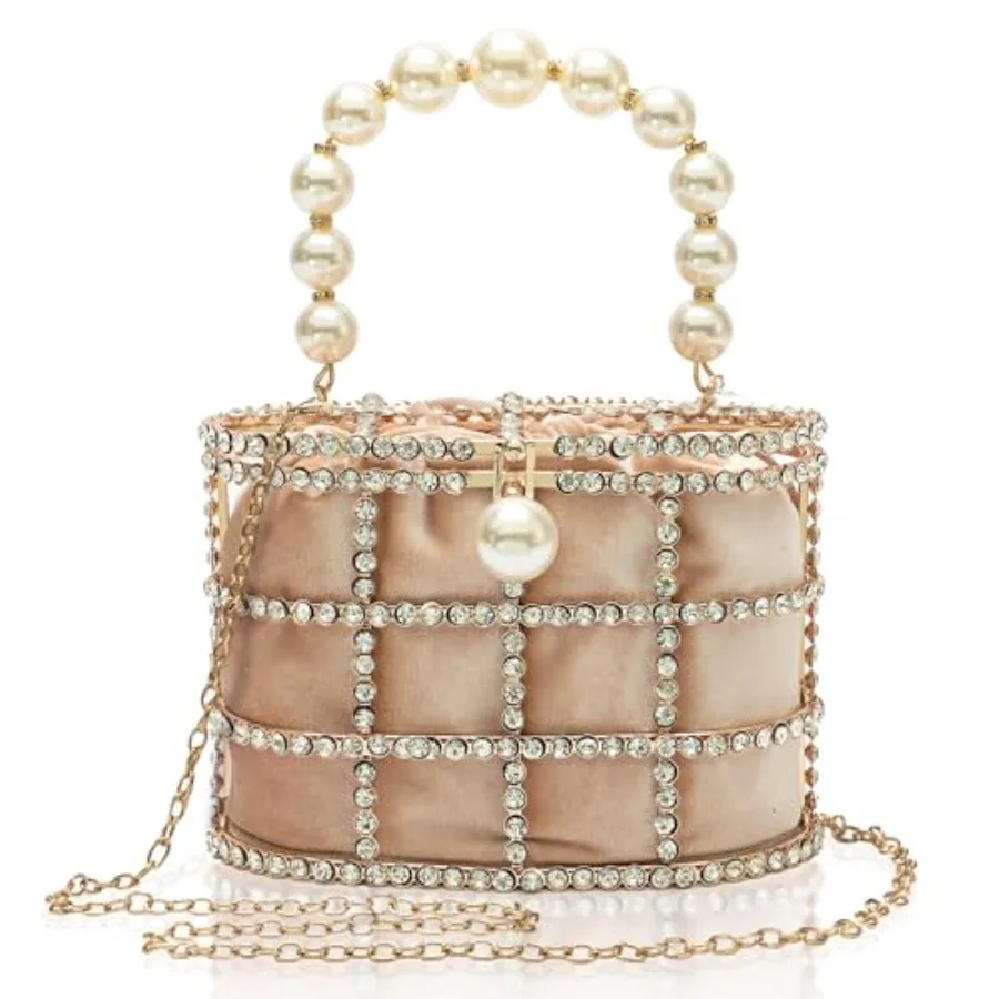 

CARIEDO Evening Handbag Women Clutch Purses with Pearl Diamonds for Wedding Prom Birthday Party Dinner Accessories with Pearl D