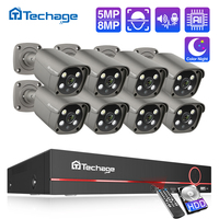 Techage 8CH 5MP 8MP Security Camera System 4K HD POE NVR Kit Two Way Audio Face Detect Outdoor Video Surveillance IP Camera Set