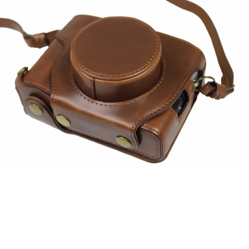Luxury PU Leather Case Camera Bag Full Body Cover Protector for Fujifilm Fuji X100V Camera Protective Shell with Shoulder Strap