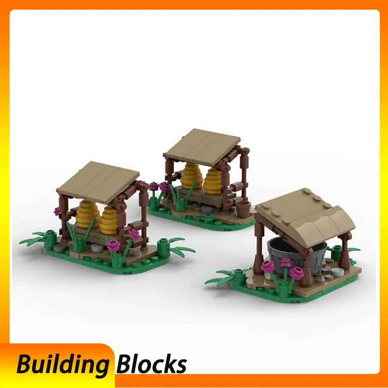 

Spot MOC-223490 211 шт. средневековая пчеловодская ферма DIY мелкие частицы сборка строительные блоки головоломка игрушка модель подарочный набор орнамент