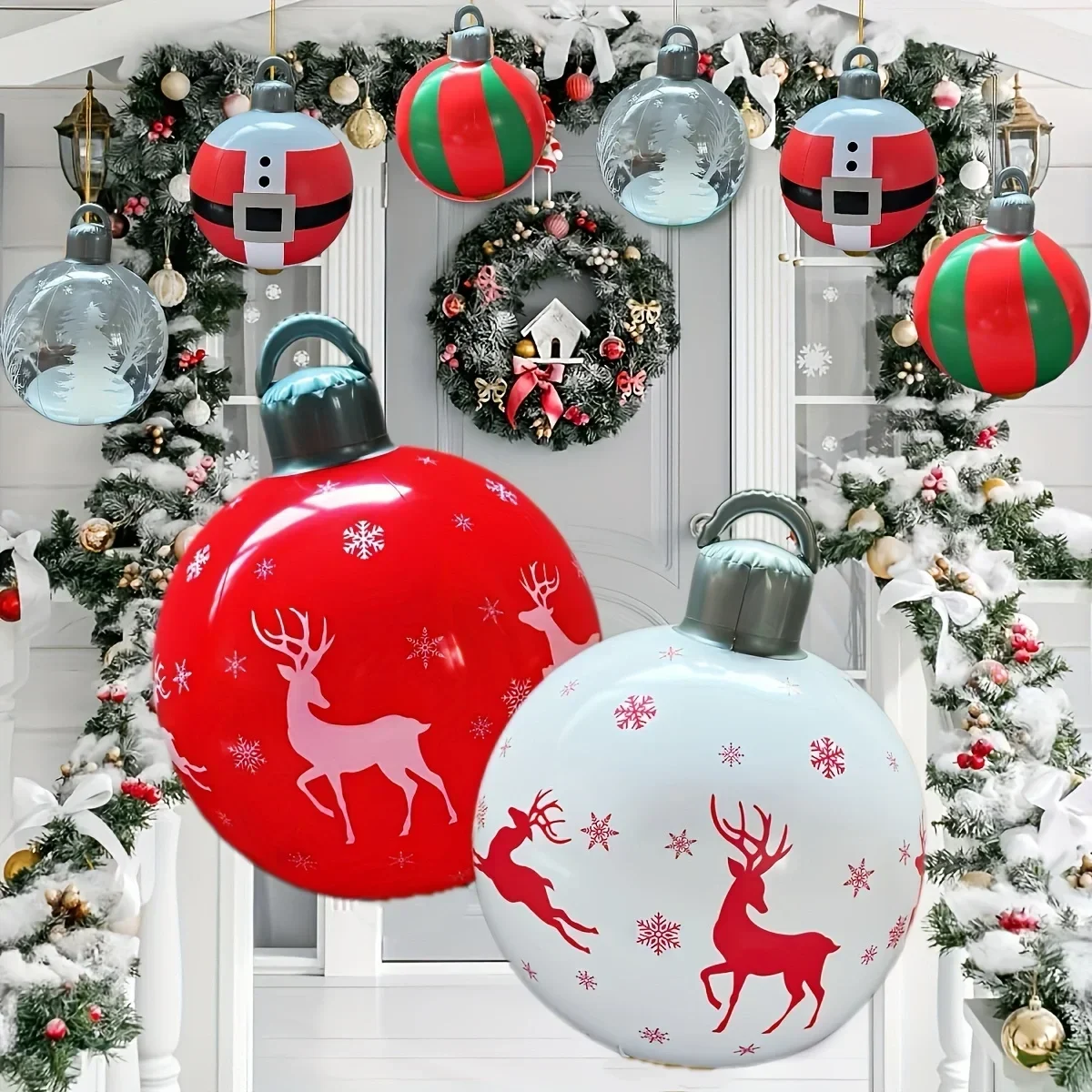 

1Pc 40cm Christmas Decoration Ball Ornament PVC Inflatable Outdoor Holiday Yard Lawn Porch Decoration Navidad Foam Balls 2025