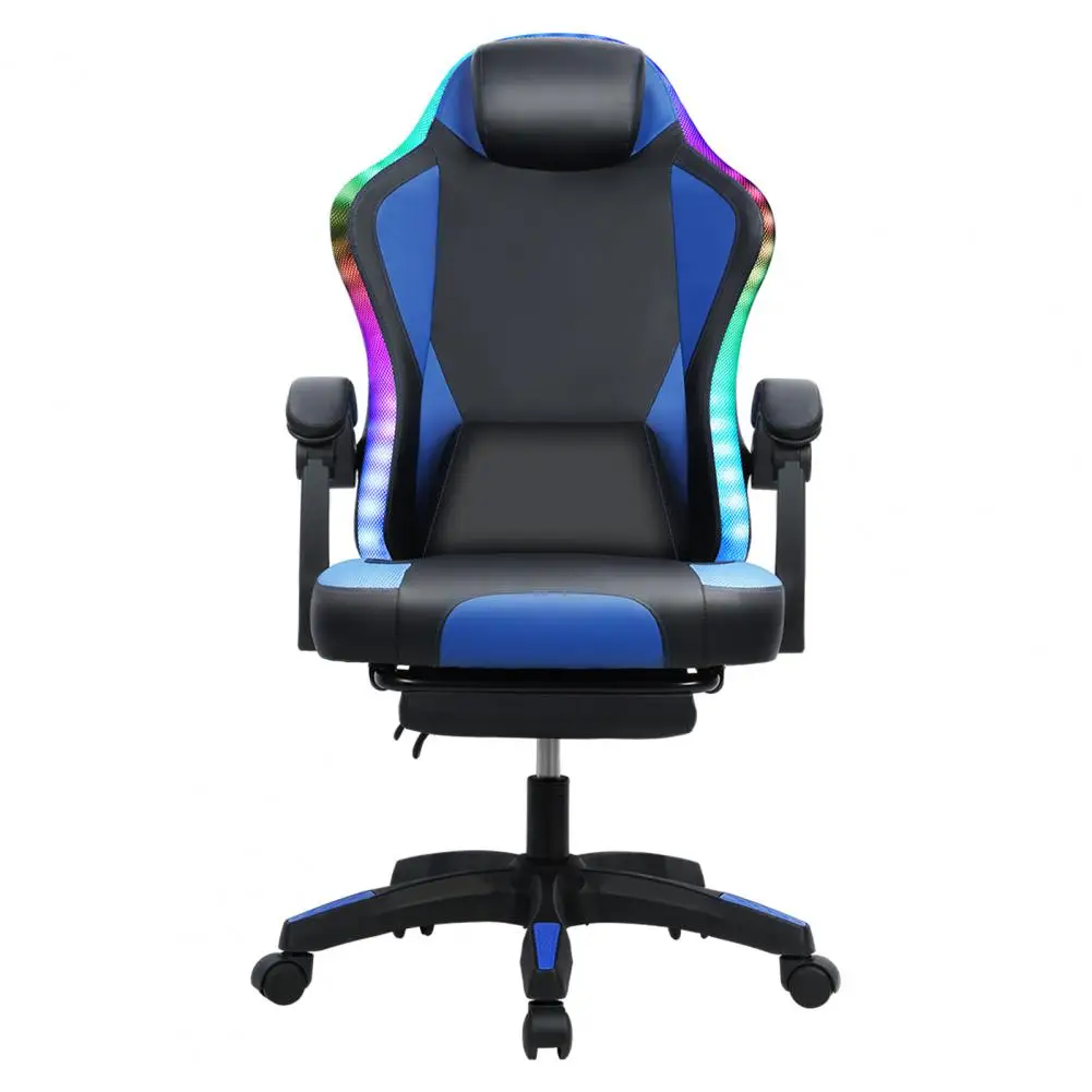 

Gaming Chair with RGB LED Light, Ergonomic Massage Computer Chair with Footrest, High Back Music Video Chair with Lumbar Support