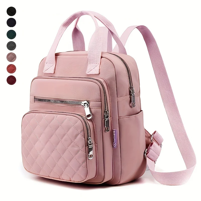 Women Waterproof Nylon Backpack Casual Many Pocket Shoulder Bag Fashion Travel Rucksack