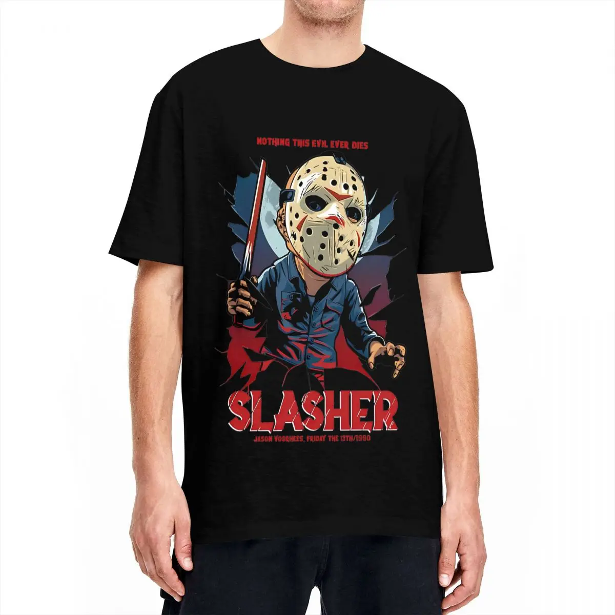 Friday 13th Jason Voorhees Slasher Horror T Shirt Men Women Cotton Humorous T-Shirt Round Collar Tees Short Sleeve Clothes Party