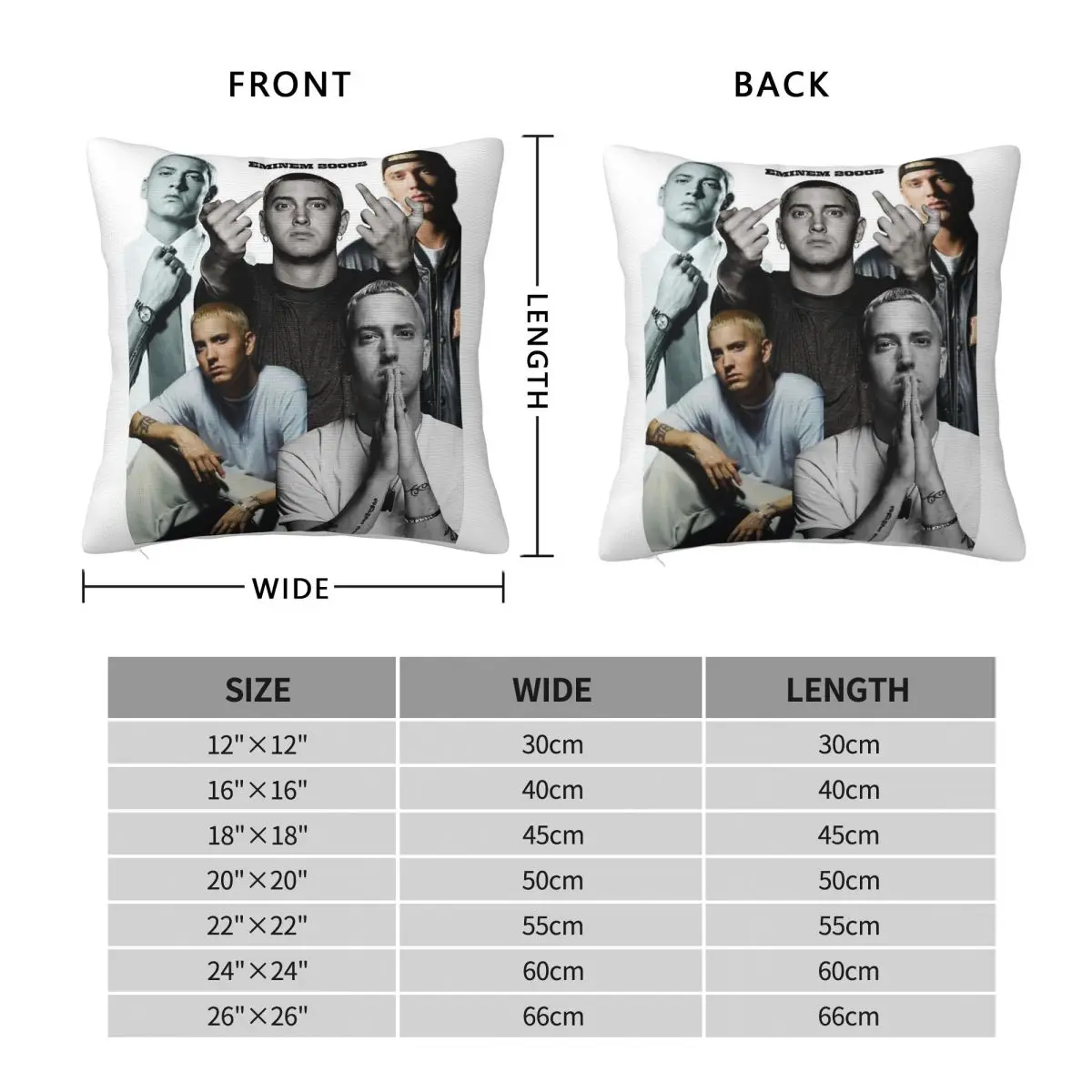 Eminem Global Rapper Legend Square Pillowcase Polyester Linen Velvet Printed Zip Decorative Home Cushion Cover 45x45