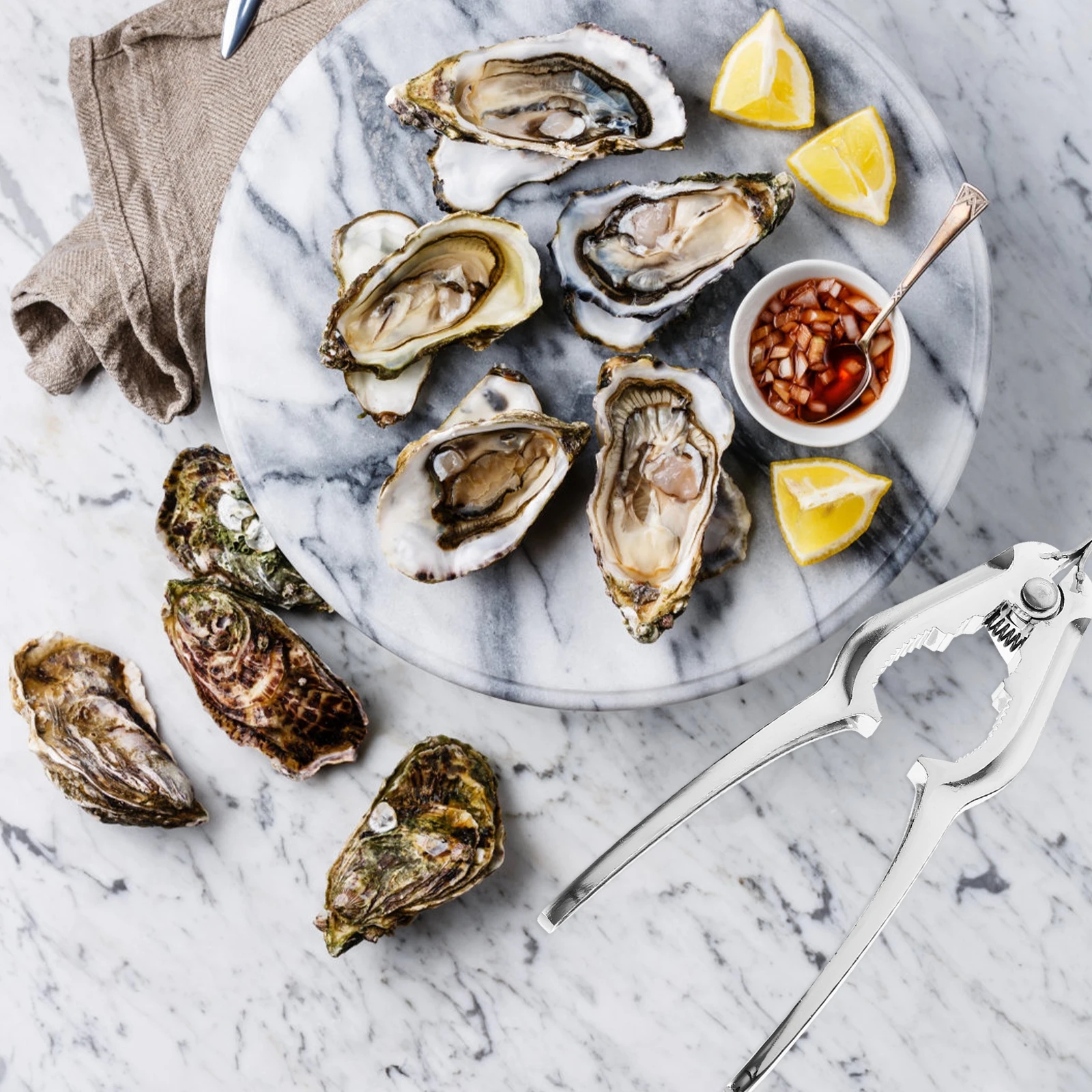 

Stainless Steel Clam Opener High Grade Wear Resistant Ergonomic Clam Opening Tool Kitchen Gadget Easy Cleaning Daily Use