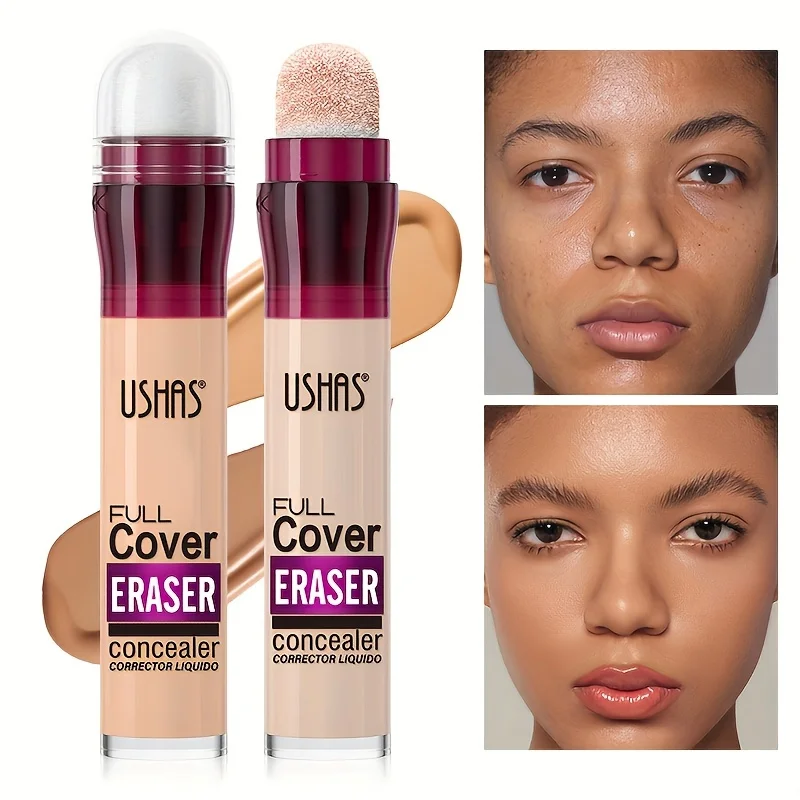 Corrector de cabeza de esponja para ojeras, pecas, acné, pigmentación y imperfecciones, base líquida hidratante de larga duración, regalo