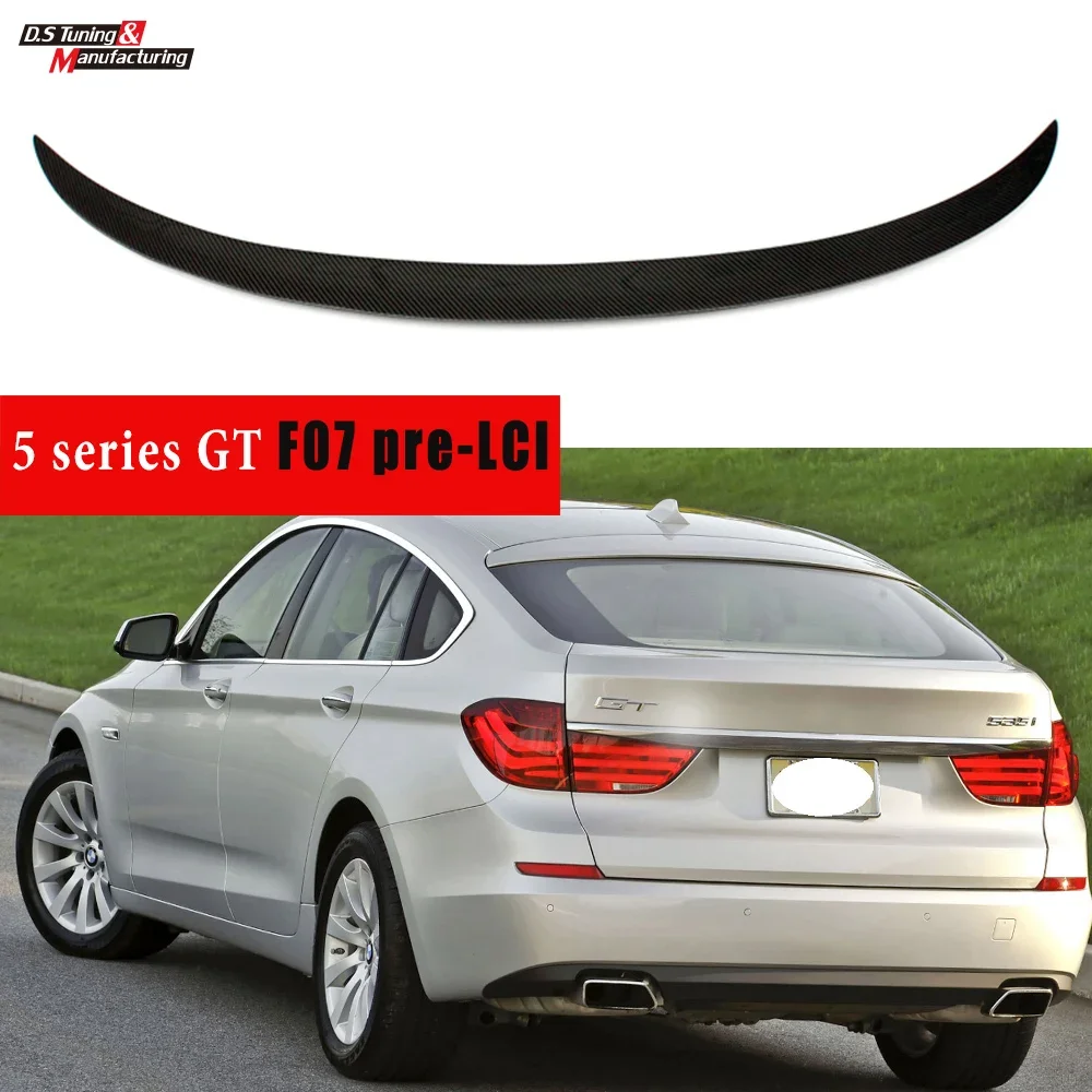 for 2010 - 2013 BMW 5 Series GT Gran Turismo F07 Gloss Carbon Fiber Rear Trunk Deck Lid Spoiler Car Wing Fitment Guaranteed