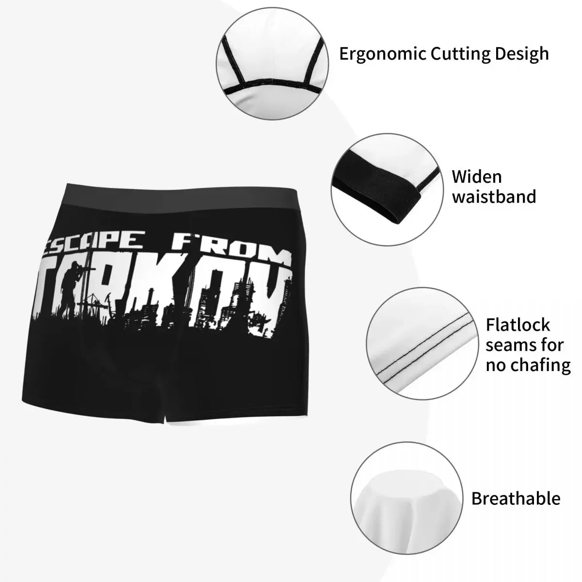 Sexy boxer shorts calcinha briefs masculino escape de tarkov logotipo roupa interior sobrevivência atirador jogo meados de cintura cuecas plus size