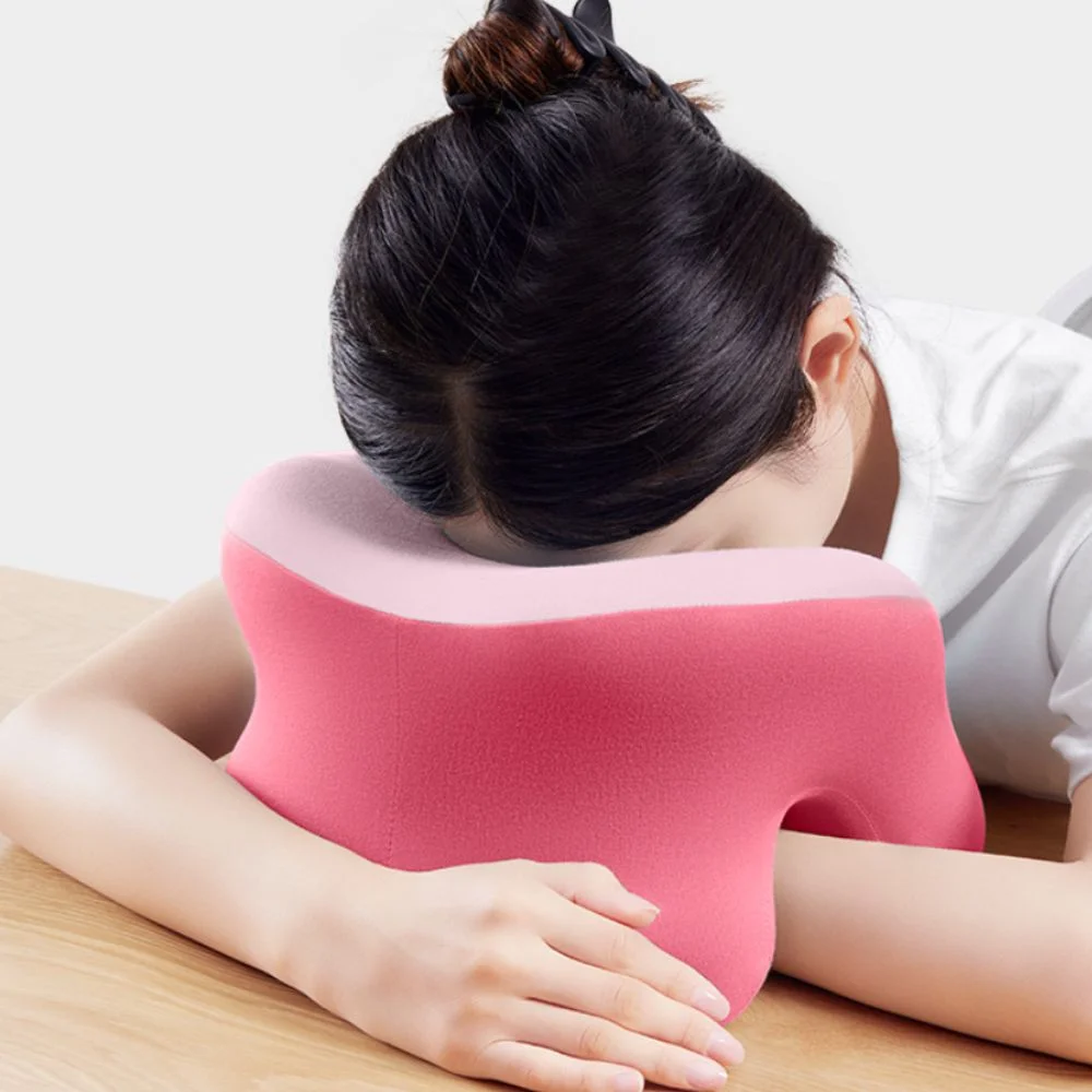 Ergonomic Students U Shape Nap Pillow Skin-friendly Breathable Neck Support Pillow Foam Hollow Design Desk Sleep Head Support