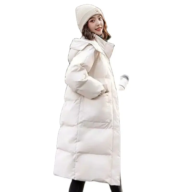 

New 2023 Women's Cotton Overcoat Parka Mid Length Autumn Winter Coat Korean Loose Thickened Hooded Snow Clothes Outerwear Female