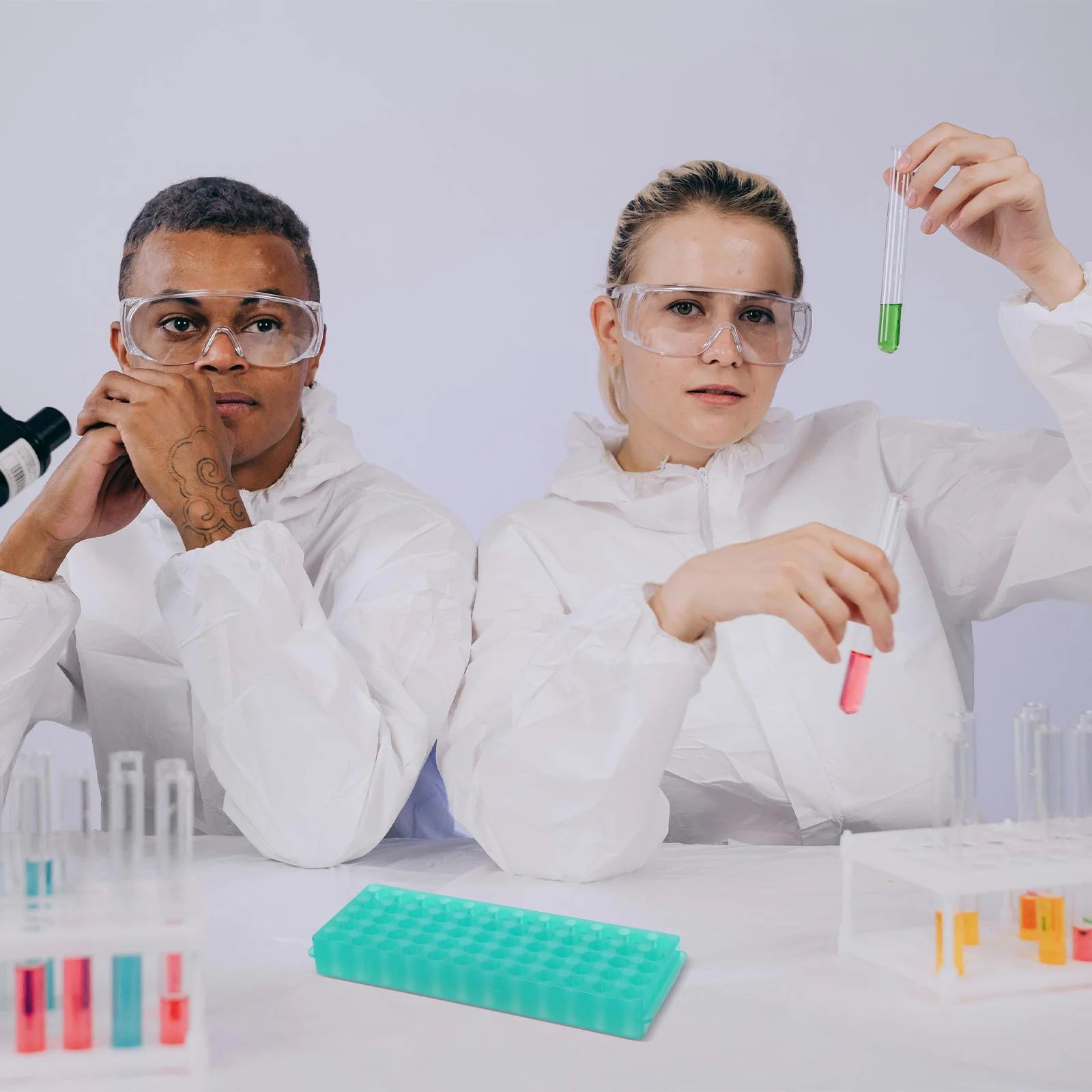 Centrifuge Tube Holder, Double Panel Glass Racks, Test Stand, Plastic Holder, Sampling Storage, Testing Tubes, 2 Pcs