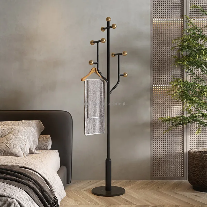 Light‑Luxury Wrought Iron Corner Coat Rack Freestanding Floor Hanger for Entryway Bedroom