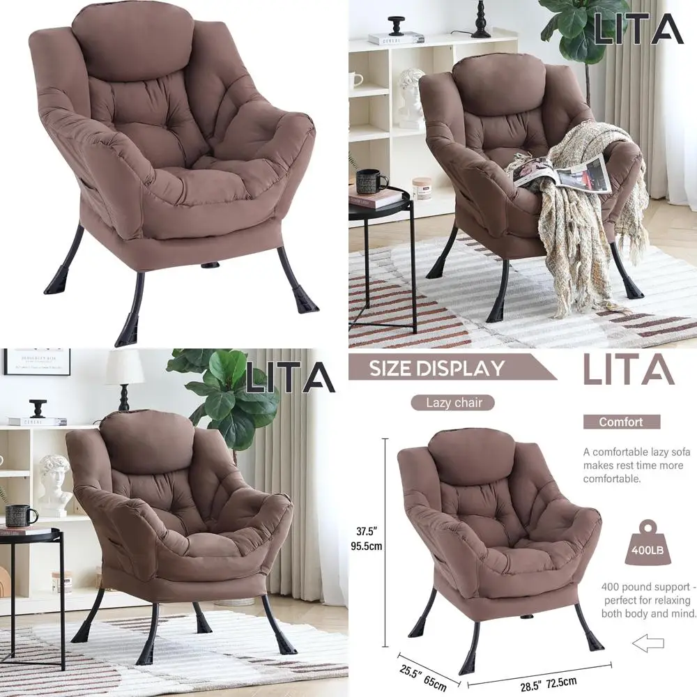 

Modern Upholstered Lounge Chair with Ottoman, Contemporary Reading Sofa, Comfortable Accent Seat with Armrests and Side Support