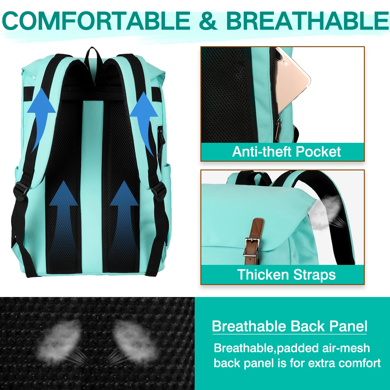 Backpack for Men Women,Casual High School Travel Carry-on Daypack Camping Rucksack College Bookbag with 15.6in Laptop
