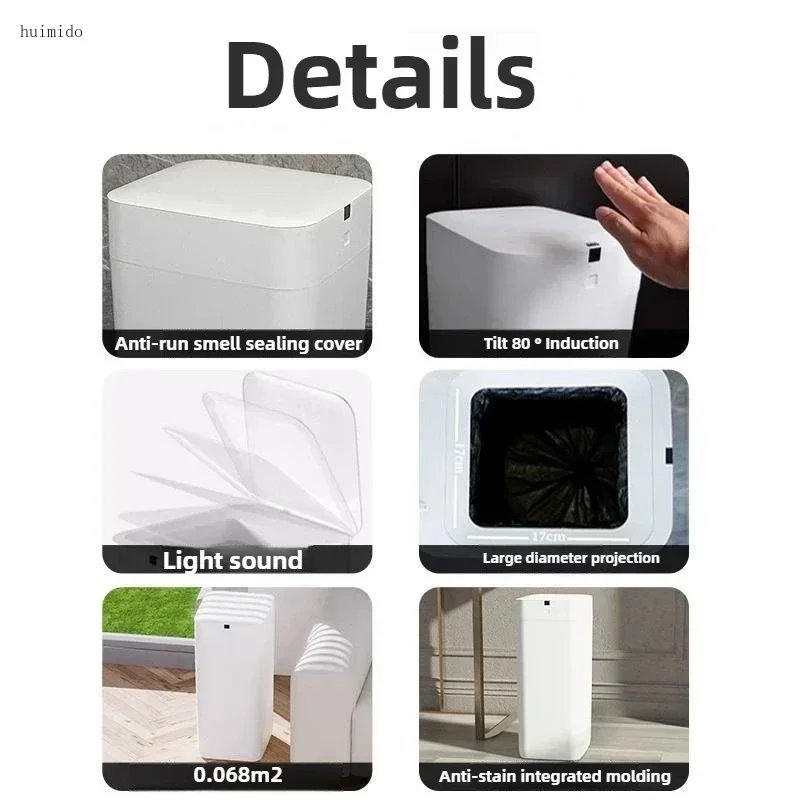 30L Smart Trash Can Automatic Packing Wastebasket Large Capacity Food Waste Disposal Induction Type Home Cleaning Organizer