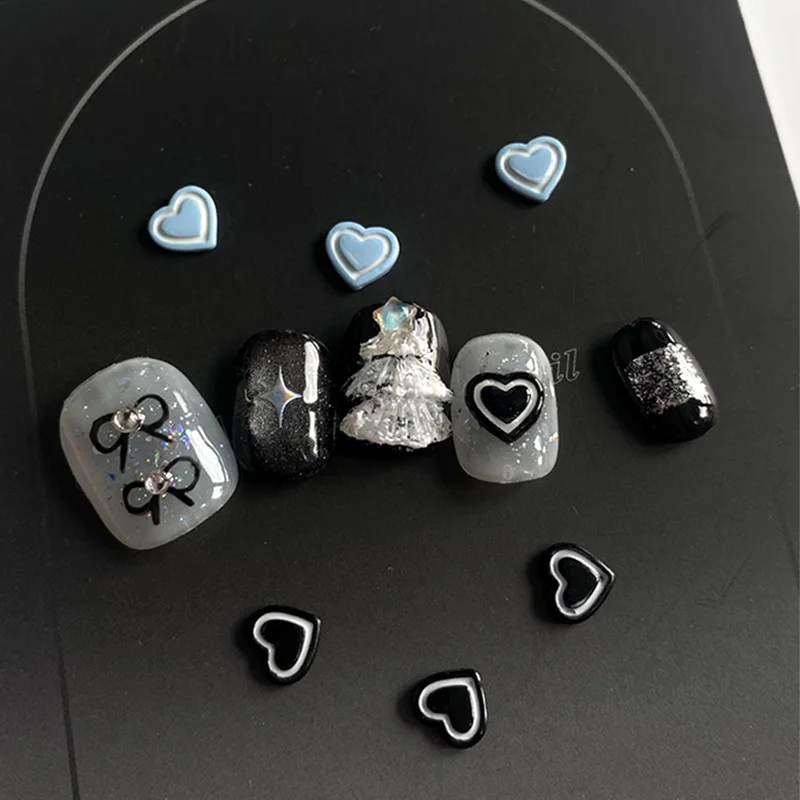 TSZS 10 ชิ้น/ล็อตที่มีสีสัน Kawaii Heart Bow Nail Art Charm เกาหลีญี่ปุ่น 3D น่ารักรักริบบิ้นเล็บตกแต่ง